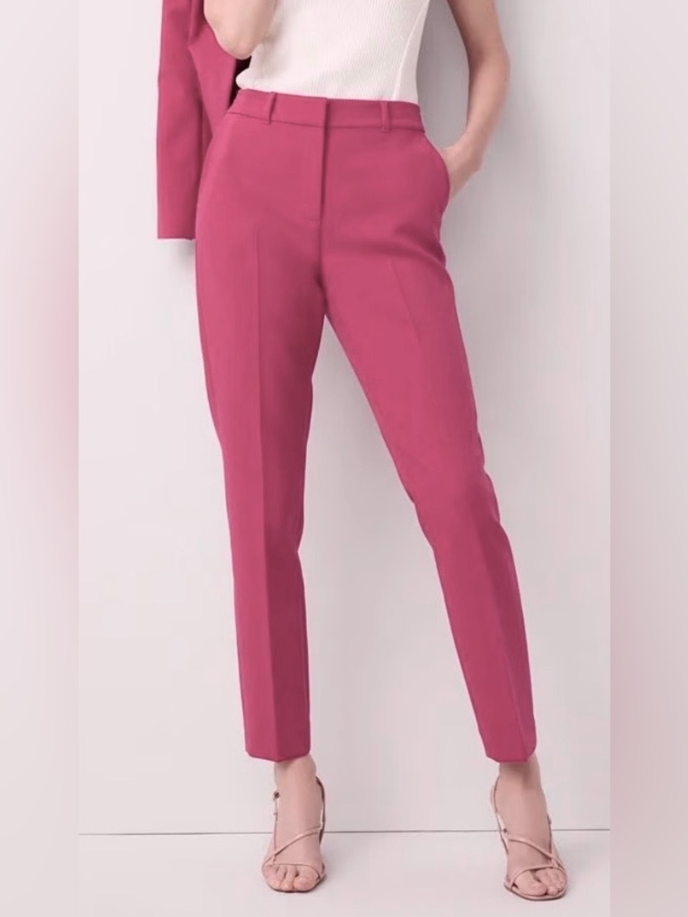 WHBM White House Black Market Slim Ankle Pants Deep Pink Size 12 NWOT